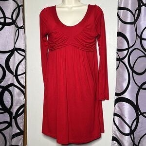 Twenty One Ruched Long Sleeve Knit Babydoll Dress With Empire Waist